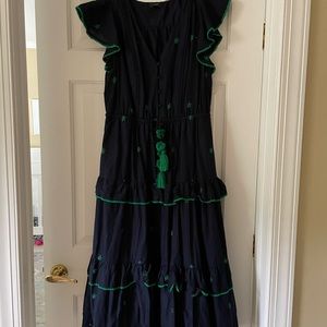 Jcrew Navy tiered cotton dress